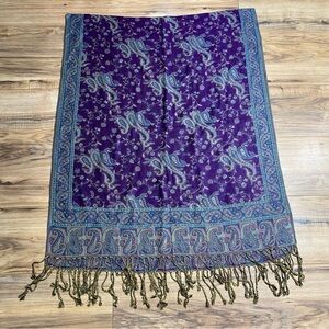 Womens Purple Vintage 80s Pashmina Shaw